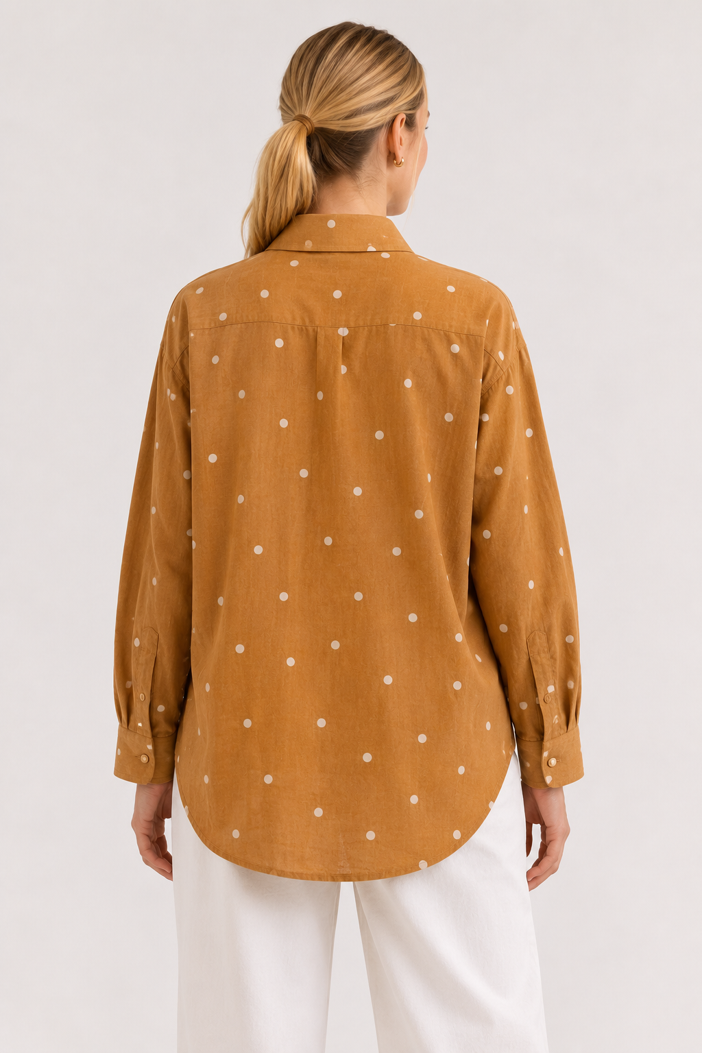 Camel polka dot sequins shirt