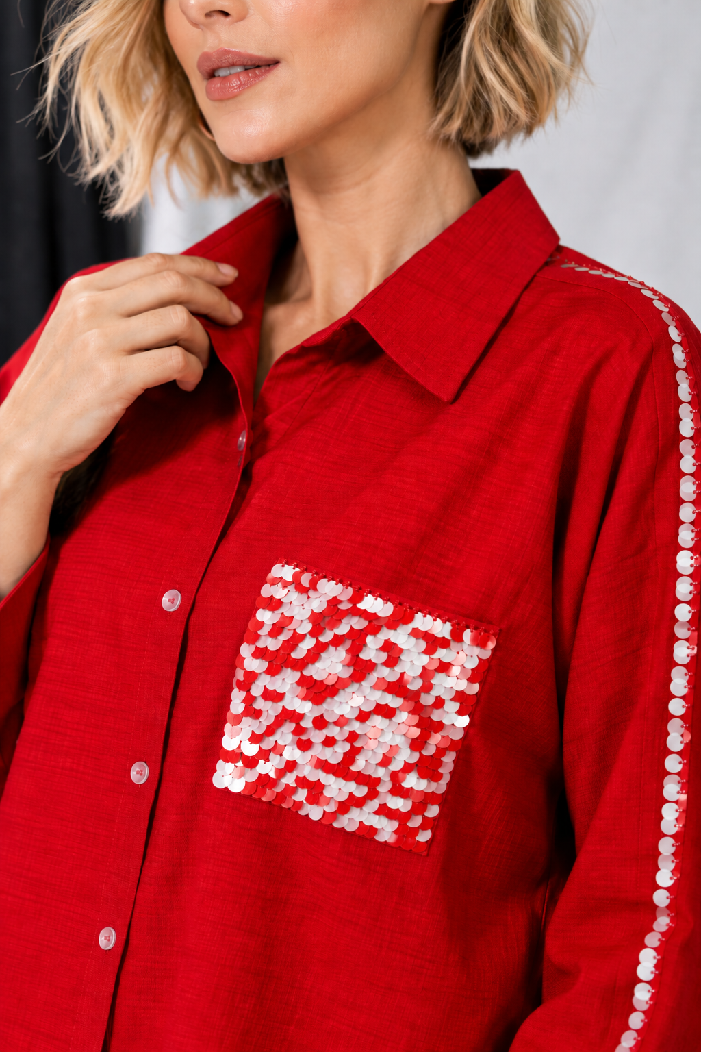 Cherry Red Hand-Embroidered Co-ord Set
