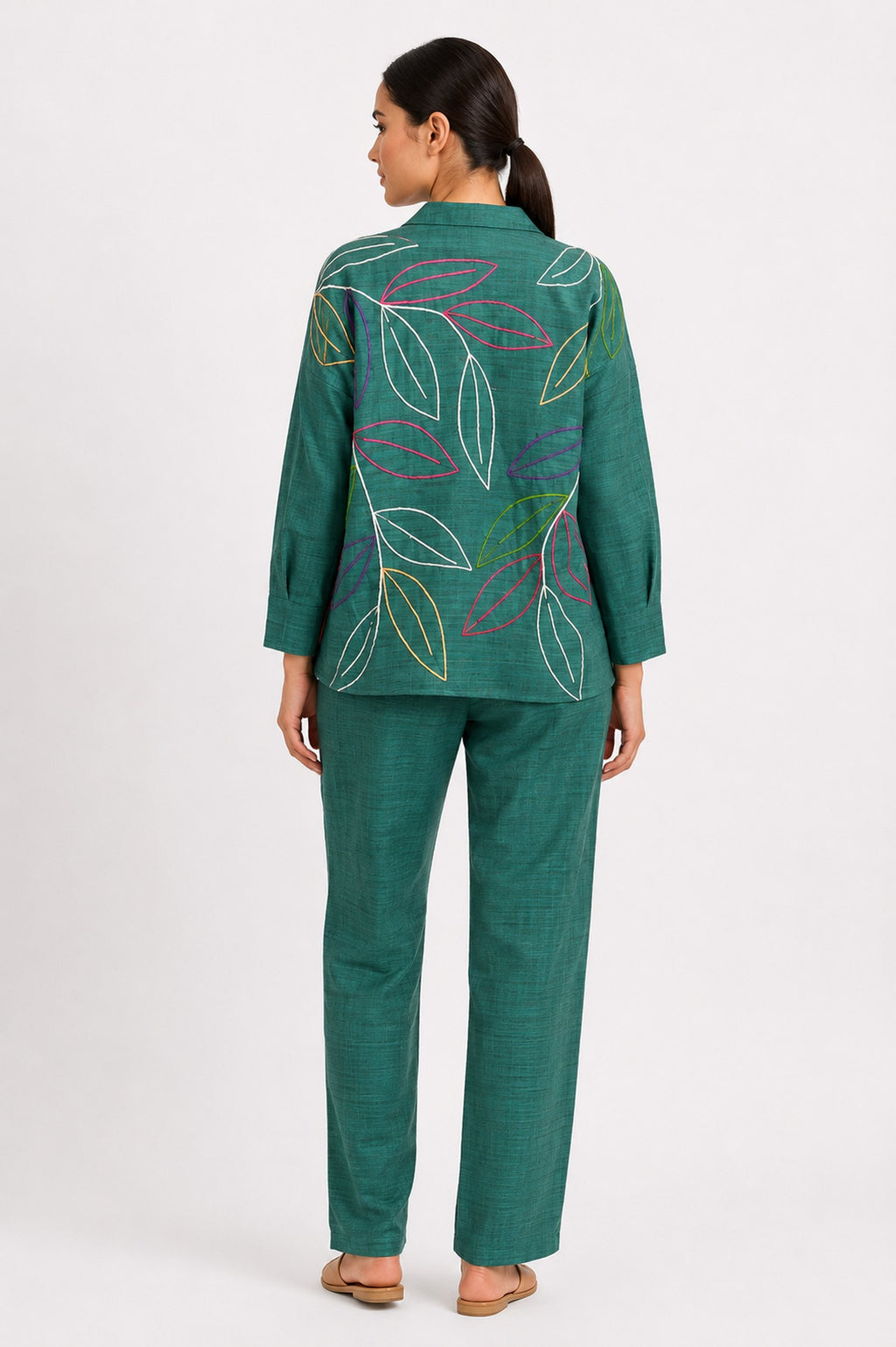 Green Embroidered Silk Co-Ord Set