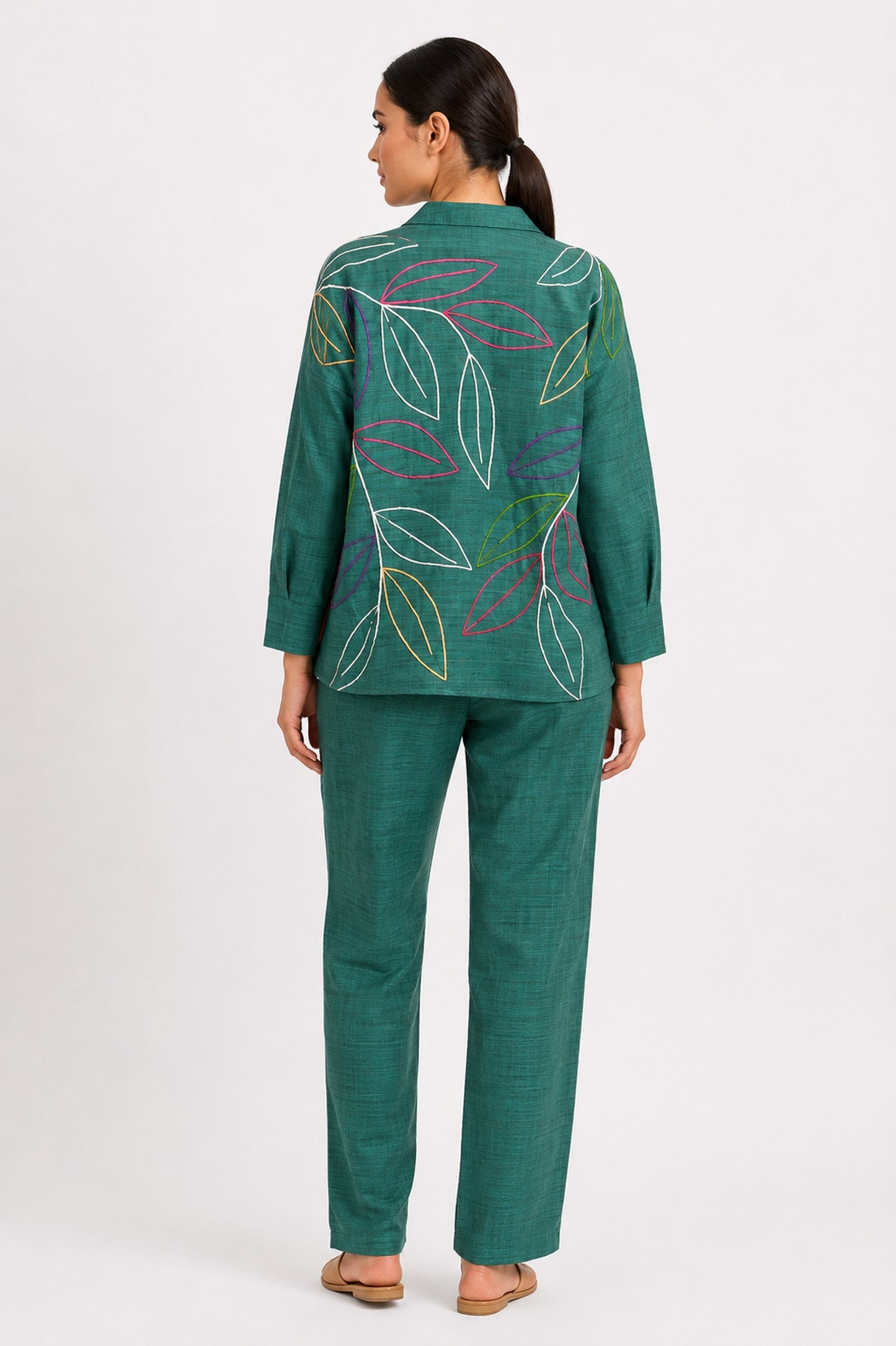 Green Embroidered Silk Co-Ord Set