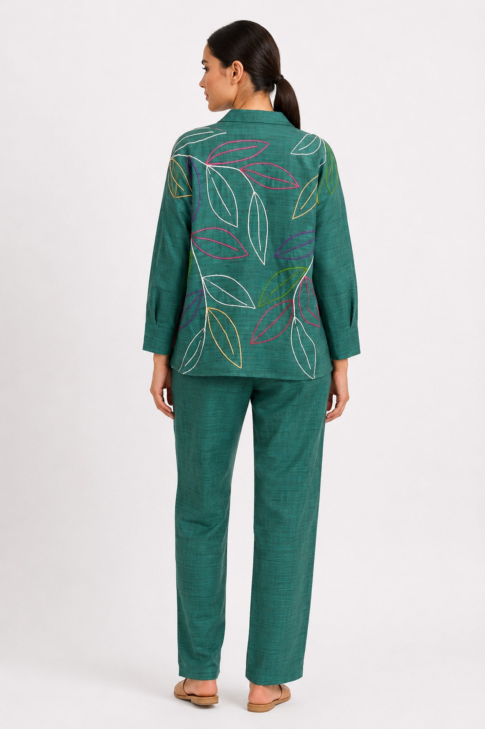 Green Embroidered Silk Co-Ord Set