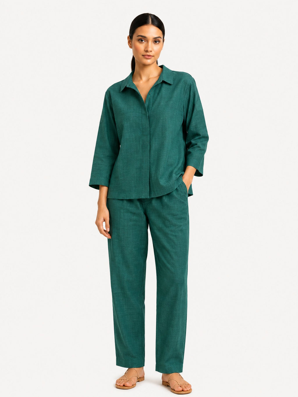 Green Embroidered Silk Co-Ord Set