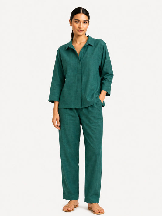 Green Embroidered Silk Co-Ord Set