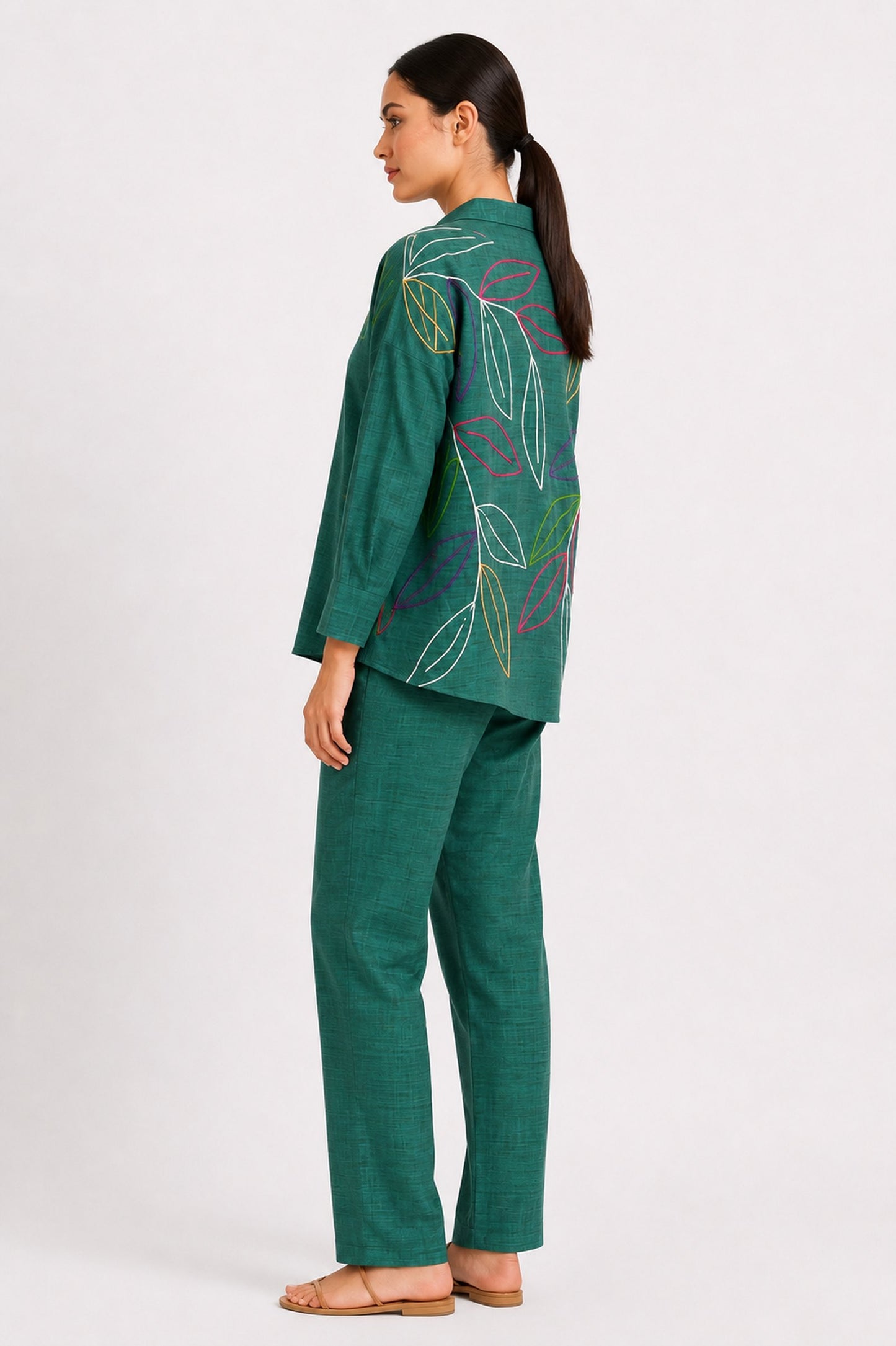 Green Embroidered Silk Co-Ord Set