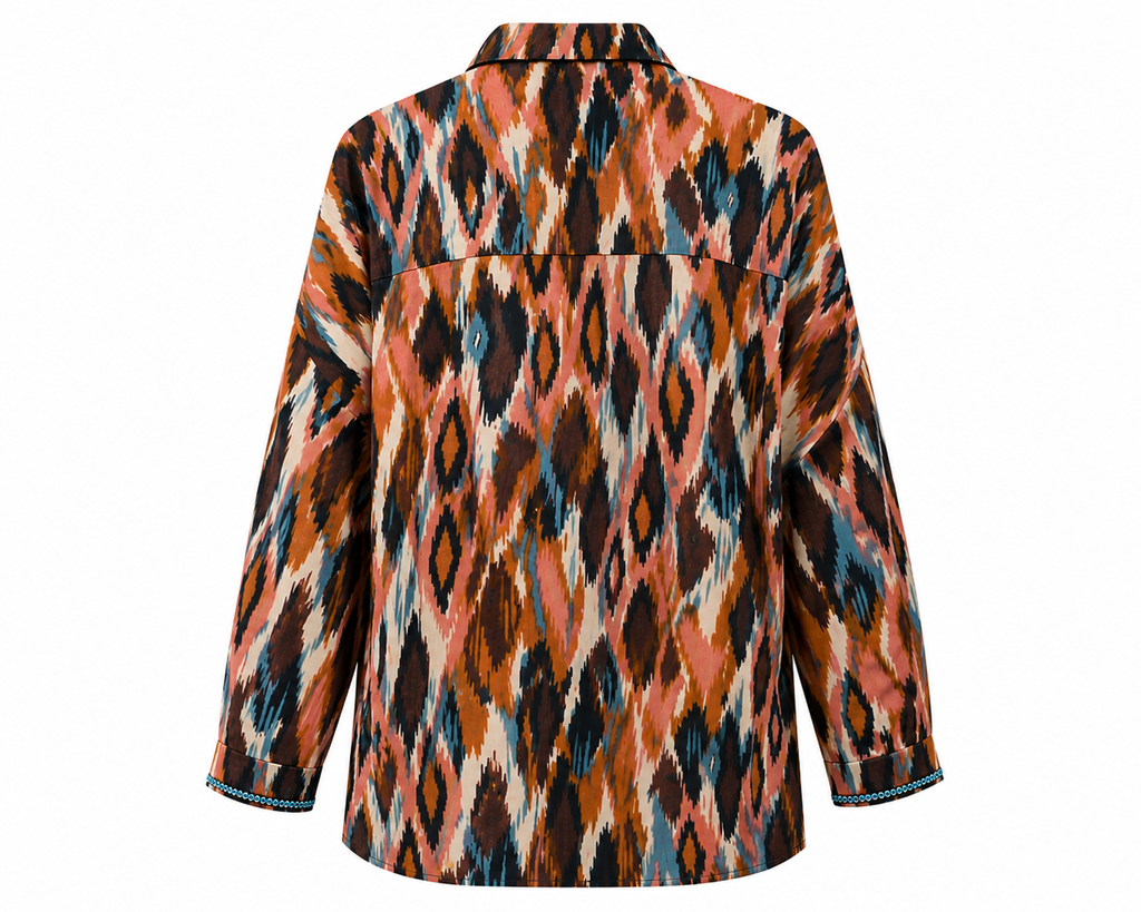 Ikat weave teal sequin shirt