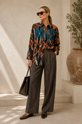 Ikat weave teal sequin shirt