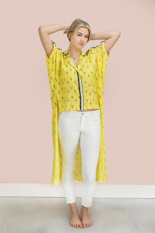Cape Style High Low Shirt - Sunshine Yellow - Yuniku London