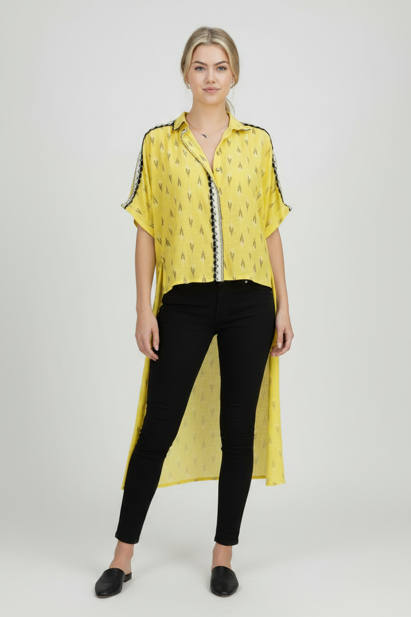 Sunshine Yellow Cape High-Low Shirt