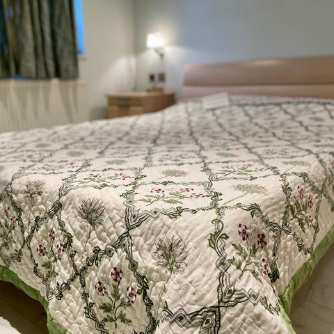 handblock paradise Garden Reversible Quilt - Yuniku London