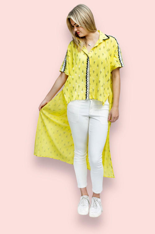 Cape Style High Low Shirt - Sunshine Yellow - Yuniku London