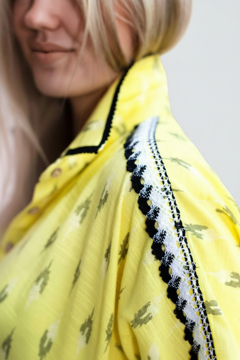 Sunshine Yellow Cape High-Low Shirt