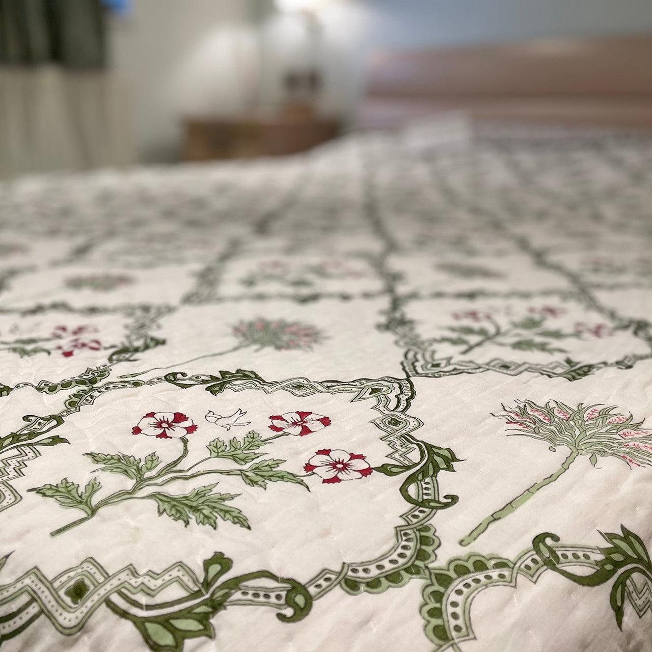handblock paradise Garden Reversible Quilt - Yuniku London