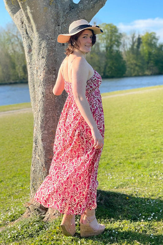 Fuschia Paisley Maxi Dress - Yuniku London