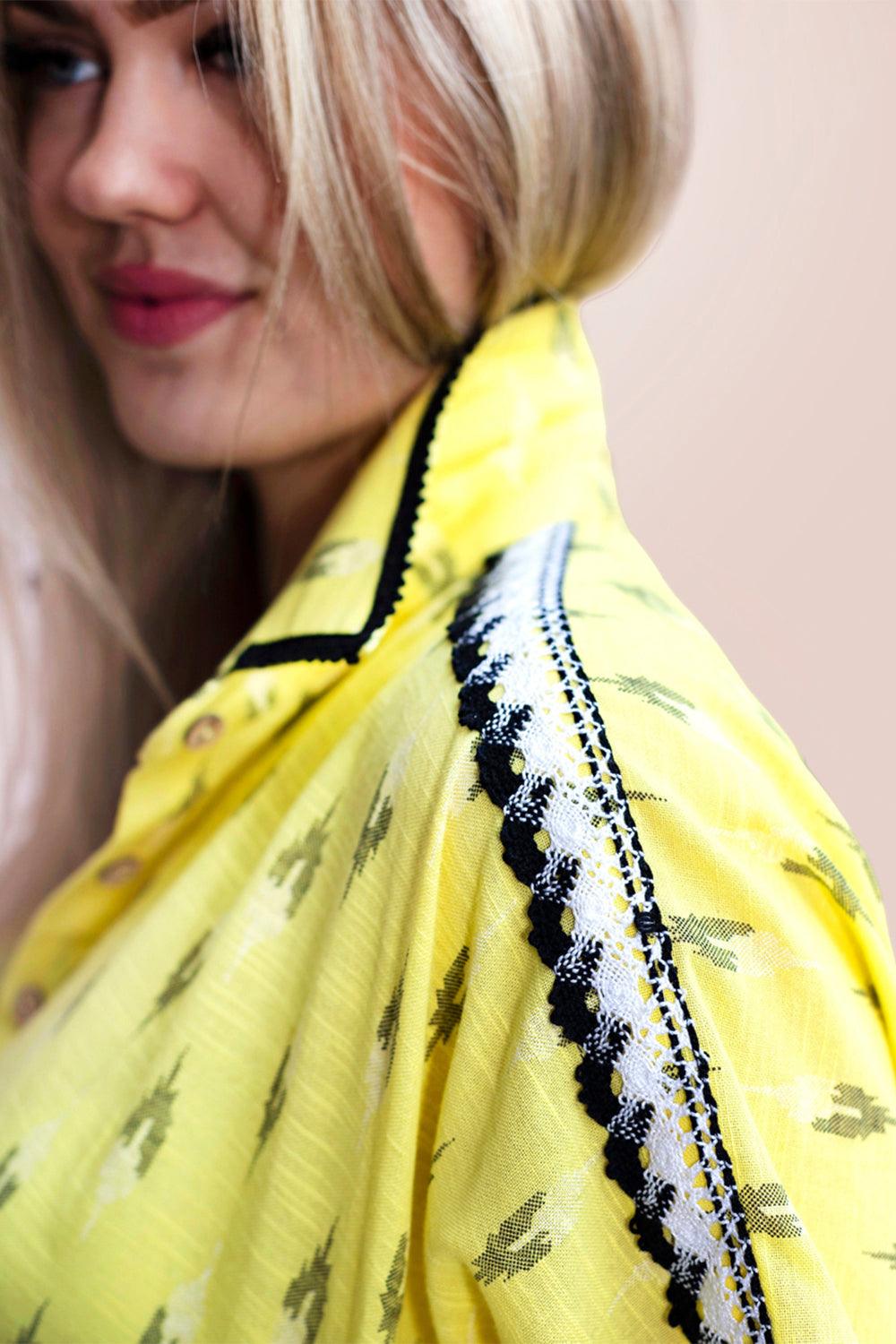 Cape Style High Low Shirt - Sunshine Yellow - Yuniku London