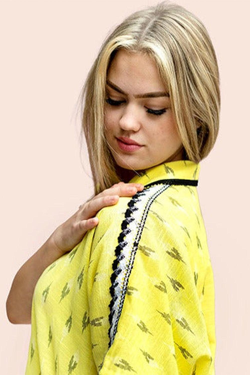 Cape Style High Low Shirt - Sunshine Yellow - Yuniku London