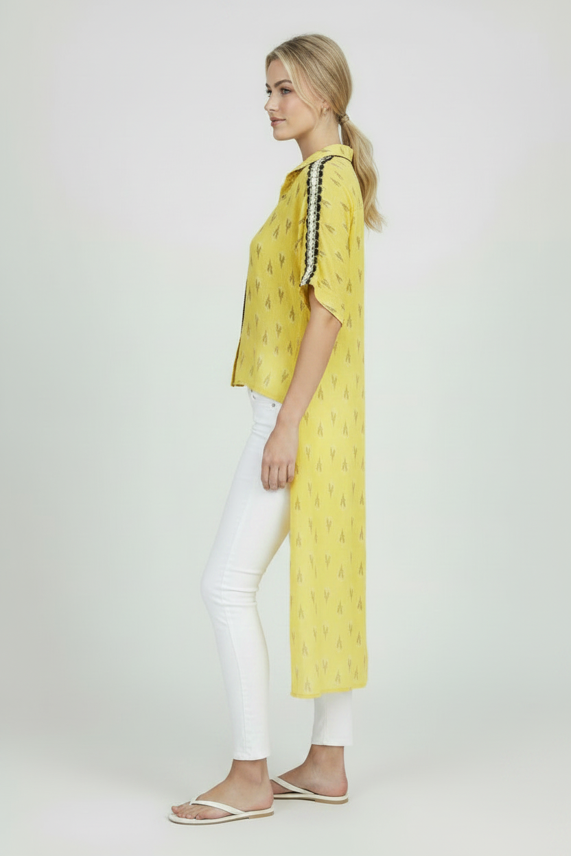 Sunshine Yellow Cape High-Low Shirt