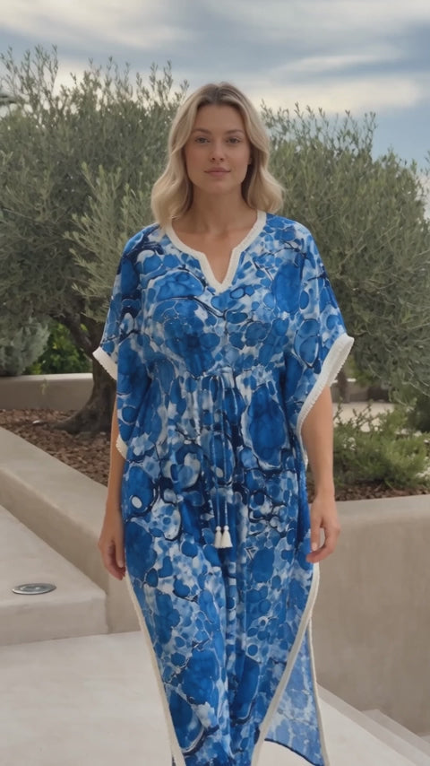 Aqua Blue Dresstan I Printed Voile cotton