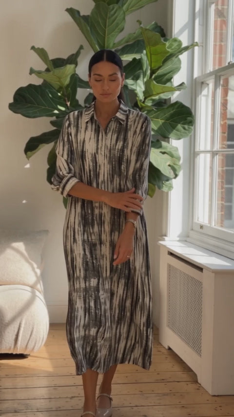 Luxury Craft Print Midi Shirt Dress