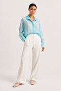 Sea Blue Silk Organza Shirt