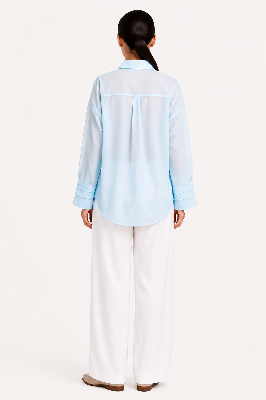 Sea Blue Mirror Organza Shirt