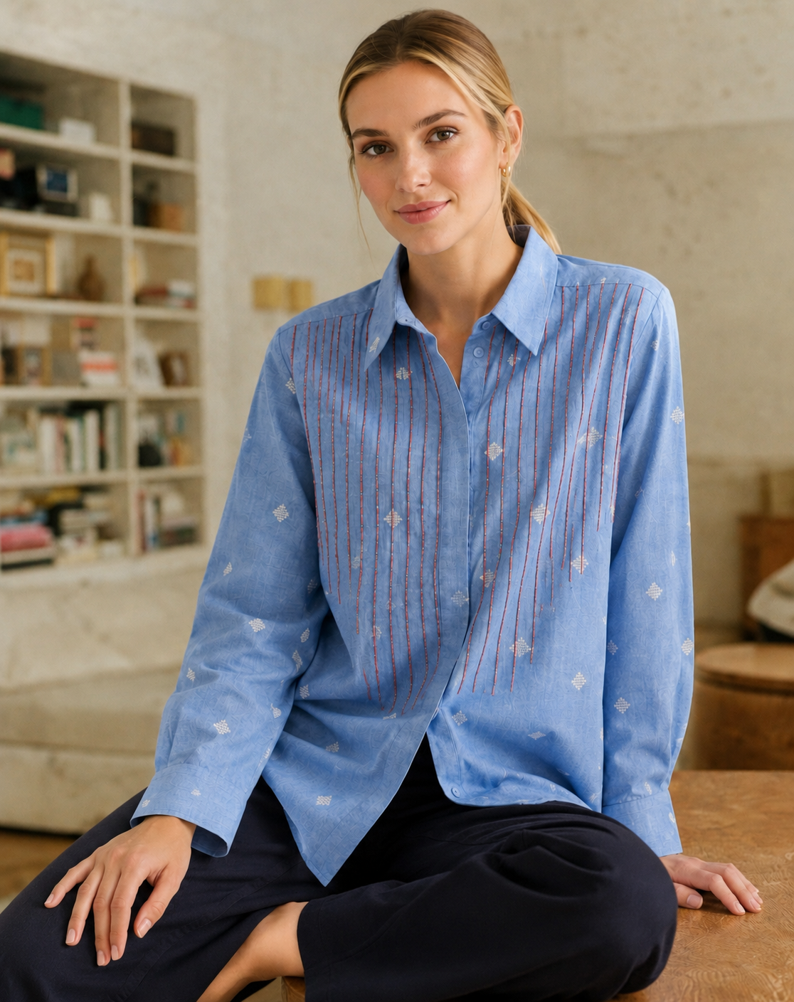 Sky blue weaved shirt