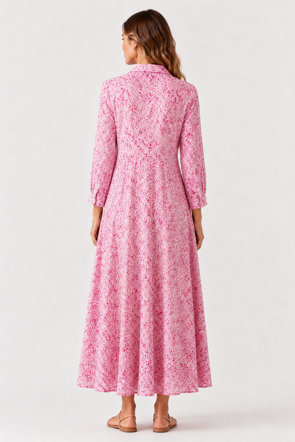 Pink Silk Blend Maxi Shirt Dress