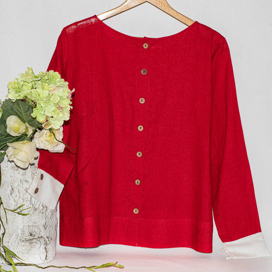 Womenswear Red Linen Blouse